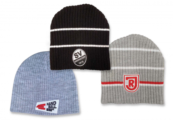 Rillen Beanie, inkl. Logobestickung, bis ca. 50 mm Durchmesser